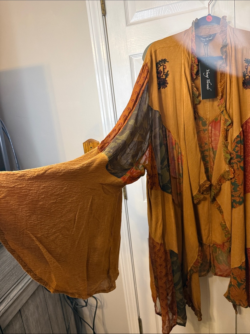 Young Threads Mustard Patchwork Boho Duster/ Kimono - Picture 2 of 6